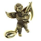 Angel Music Note Harp Brooch-Pin Gold-Tone Color  #LQP1471