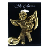 Angel Music Note Harp Brooch-Pin Gold-Tone Color  #LQP1471
