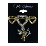 Heart Cupid Brooch-Pin With Crystal Accents Gold-Tone & Silver-Tone Colored #LQP1475