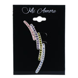 Colorful & Silver-Tone Colored Metal Brooch-Pin With Crystal Accents #LQP1479