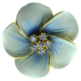 Flower Brooch Pin With Crystal Accents Gold-Tone & Blue Colored #LQP147