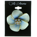 Flower Brooch Pin With Crystal Accents Gold-Tone & Blue Colored #LQP147