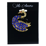 Swan Brooch-Pin With Crystal Accents Gold-Tone & Blue Colored #LQP1481