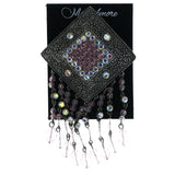 Drop Accent AB Finish Filigree Brooch-Pin With Crystal Accents Pink & Silver-Tone Colored #LQP1486