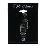 Silver-Tone & Black Colored Metal Brooch-Pin With Crystal Accents #LQP1493