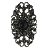 Silver-Tone & Black Colored Metal Brooch-Pin With Bead Accents #LQP1494