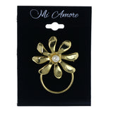 Gold-Tone & White Colored Metal Brooch-Pin With Bead Accents #LQP1497