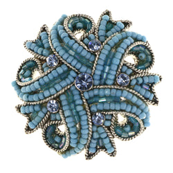 Ribbon Pendant Converter Brooch-Pin With Crystal Accents Blue & Silver-Tone Colored #LQP1499