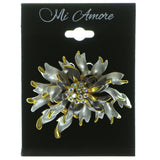 Flower Brooch Pin With Crystal Accents Gold-Tone & Silver Colored #LQP14