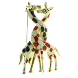 Giraffe Brooch Pin Gold-Tone & Multi Colored #LQP150