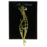 Giraffe Brooch Pin With Crystal Accents Gold-Tone & Black Colored #LQP154