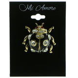 Beetle Brooch Pin With Crystal Accents Gold-Tone & Black Colored #LQP157