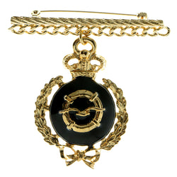 Gold-Tone & Black Colored Metal Brooch Pin With Drop Accents #LQP162