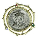 medieval soldier Brooch Pin With Crystal Accents Gold-Tone & Silver-Tone Colored #LQP164