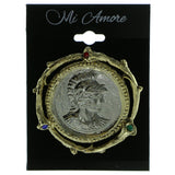 medieval soldier Brooch Pin With Crystal Accents Gold-Tone & Silver-Tone Colored #LQP164