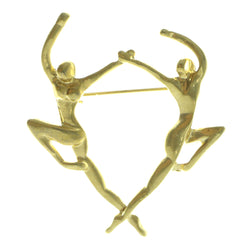 Gymnasts Brooch Pin Gold-Tone Color  #LQP168