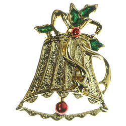 Bell Brooch Pin With Colorful Accents  Gold-Tone Color #LQP16