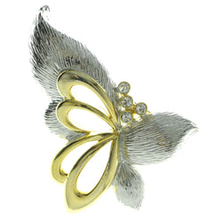 Butterfly Brooch Pin With Crystal Accents Gold-Tone & Silver-Tone Colored #LQP170