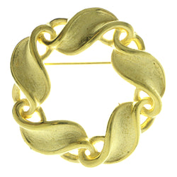 Round Interwoven Ribbon Design  Brooch Pin Gold-Tone Color  #LQP180