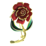 Flower Brooch Pin Gold-Tone & Red Colored #LQP183