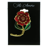 Flower Brooch Pin Gold-Tone & Red Colored #LQP183