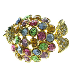 Fish Brooch Pin With Crystal Accents Gold-Tone & Multi Colored #LQP185