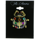 Beetle Brooch Pin With Crystal Accents Gold-Tone & Black Colored #LQP187