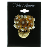 Flower Bouquet Brooch Pin With Bead Accents Gold-Tone & Multi Colored #LQP196