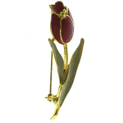 Tulip Brooch Pin Gold-Tone & Pink Colored #LQP200