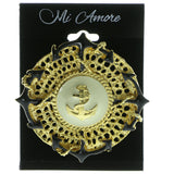 Anchors Brooch-Pin Gold-Tone & Black Colored #LQP205