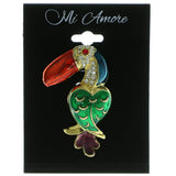 Toucan Brooch-Pin With Crystal Accents Gold-Tone & Multi Colored #LQP206