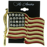 American Flag Brooch-Pin With Crystal Accents Gold-Tone & Multi Colored #LQP207