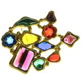 Gold-Tone & Multi Colored Metal Brooch-Pin With Colorful Accents #LQP208