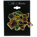 Gold-Tone & Multi Colored Metal Brooch-Pin With Colorful Accents #LQP208