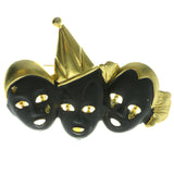 Clowns Brooch-Pin Gold-Tone & Black Colored #LQP209