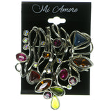 Abstract Brooch Pin With Colorful Accents  Silver-Tone Color #LQP20