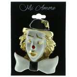 Clown Brooch-Pin With Colorful Accents Gold-Tone & White Colored #LQP210