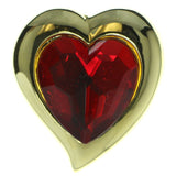 Heart Brooch-Pin With Stone Accents Gold-Tone & Red Colored #LQP212