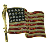 American Flag Brooch-Pin With Crystal Accents Gold-Tone & Multi Colored #LQP213
