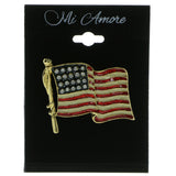 American Flag Brooch-Pin With Crystal Accents Gold-Tone & Multi Colored #LQP213