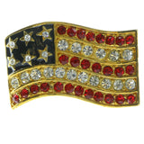 American Flag Brooch-Pin With Crystal Accents Gold-Tone & Multi Colored #LQP216