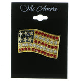 American Flag Brooch-Pin With Crystal Accents Gold-Tone & Multi Colored #LQP216