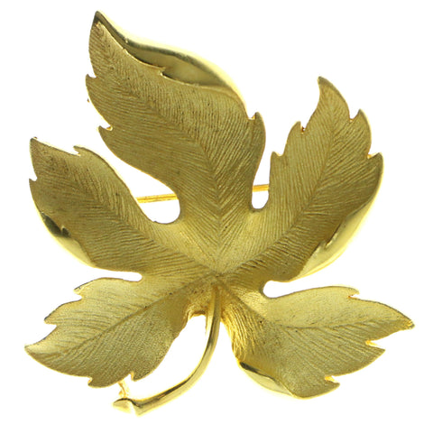 Maple Leaf Brooch-Pin Gold-Tone Color  #LQP218