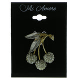 Cherries Brooch-Pin With Crystal Accents Gold-Tone & Silver-Tone Colored #LQP221
