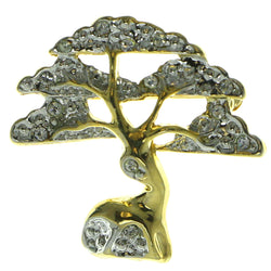 Cypress Tree Brooch-Pin With Crystal Accents Gold-Tone & Silver-Tone Colored #LQP223
