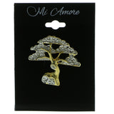 Cypress Tree Brooch-Pin With Crystal Accents Gold-Tone & Silver-Tone Colored #LQP223