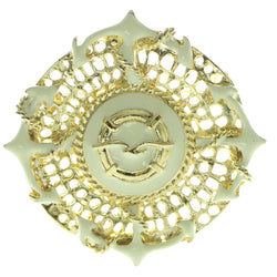 Anchors Brooch-Pin Gold-Tone & White Colored #LQP232