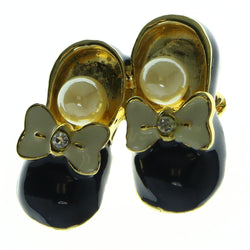 Shoes Brooch-Pin With Bead Accents Gold-Tone & Blue Colored #LQP236