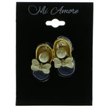 Shoes Brooch-Pin With Bead Accents Gold-Tone & Blue Colored #LQP236