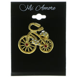 Bicycle Brooch-Pin With Crystal Accents Gold-Tone & Red Colored #LQP248
